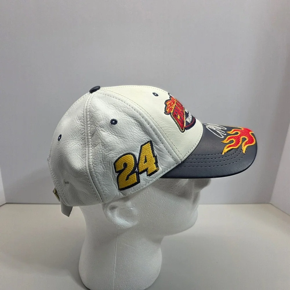 Chase Authentics Jeff Gordon 2001 NASCAR Champion Leather Hat White Navy Blue